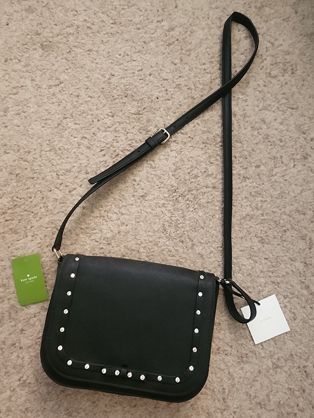 kate spade Black Leather Studded Crossbody Bag